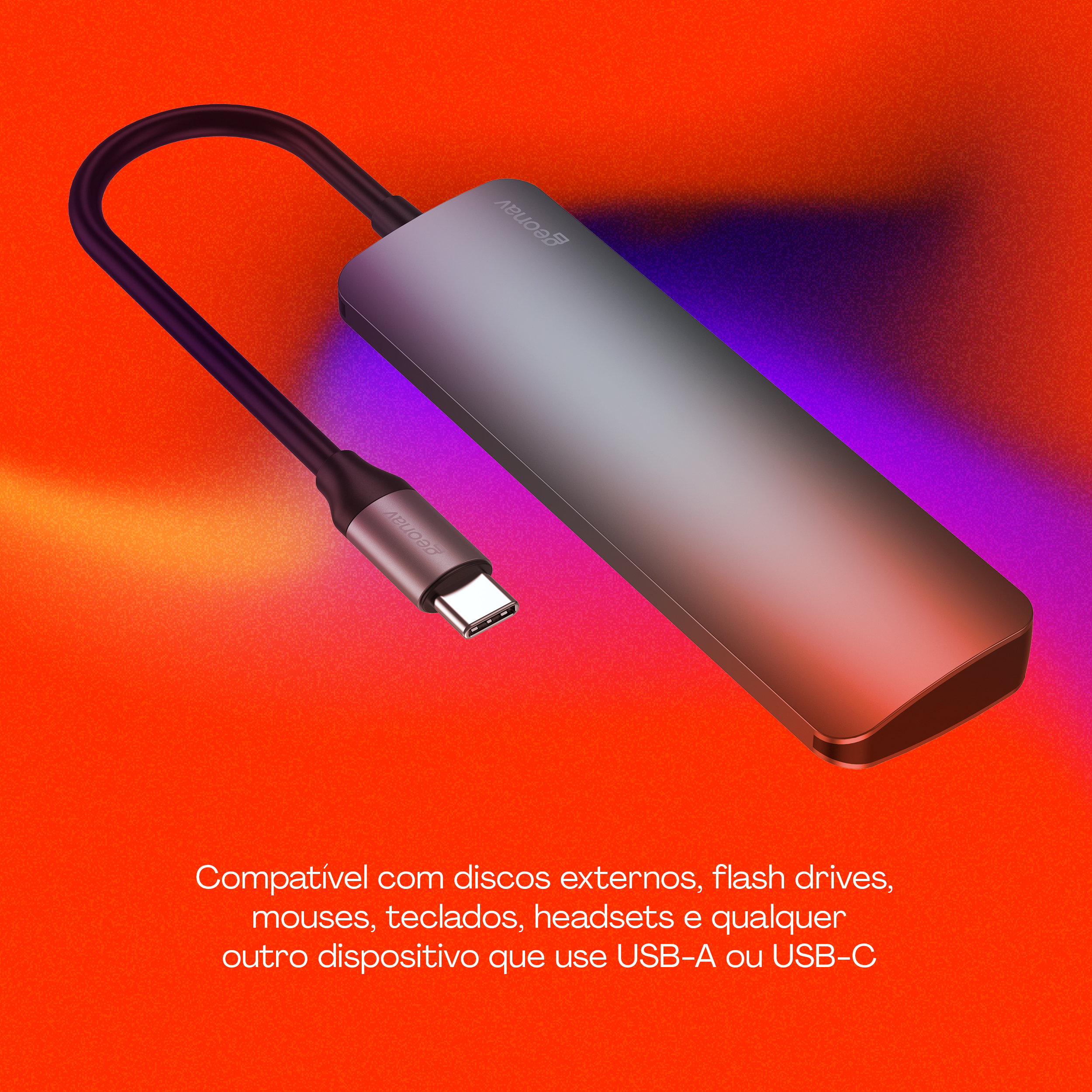 Hub Geonav Tipo C 4 em 1 com 2x USB 3.0, 2x USB Tipo C PD - UCA12