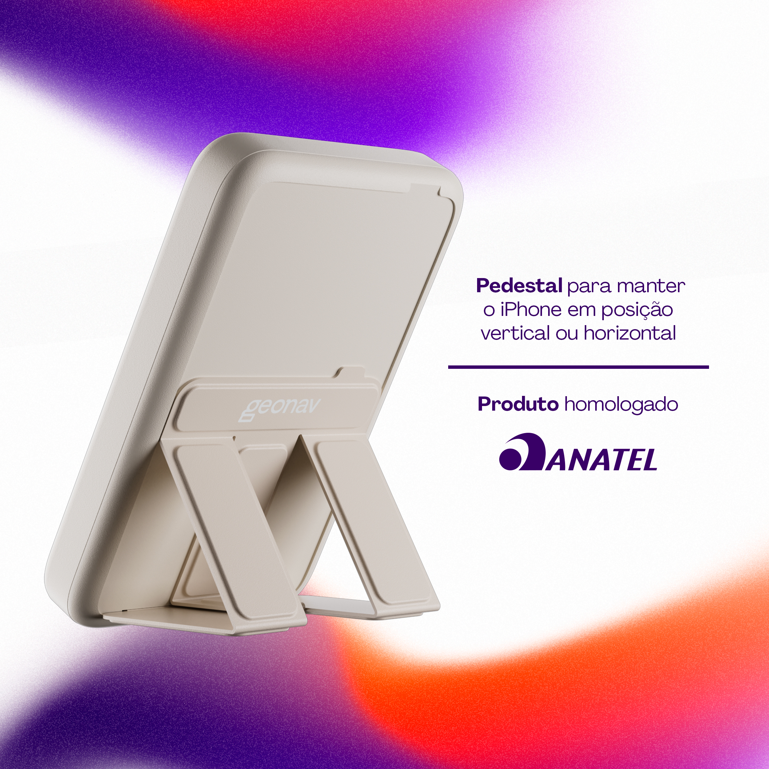 Carregador Universal Portátil Geonav 10.000mAh com Suporte Dobrável - PB10MAGOW