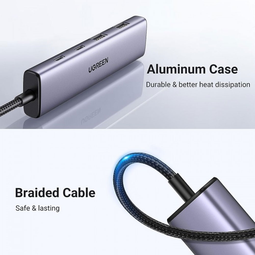 Hub Tipo C UGREEN 4 em 1, 2x USB 3.0, 2x USB Tipo C PD – UG-15395