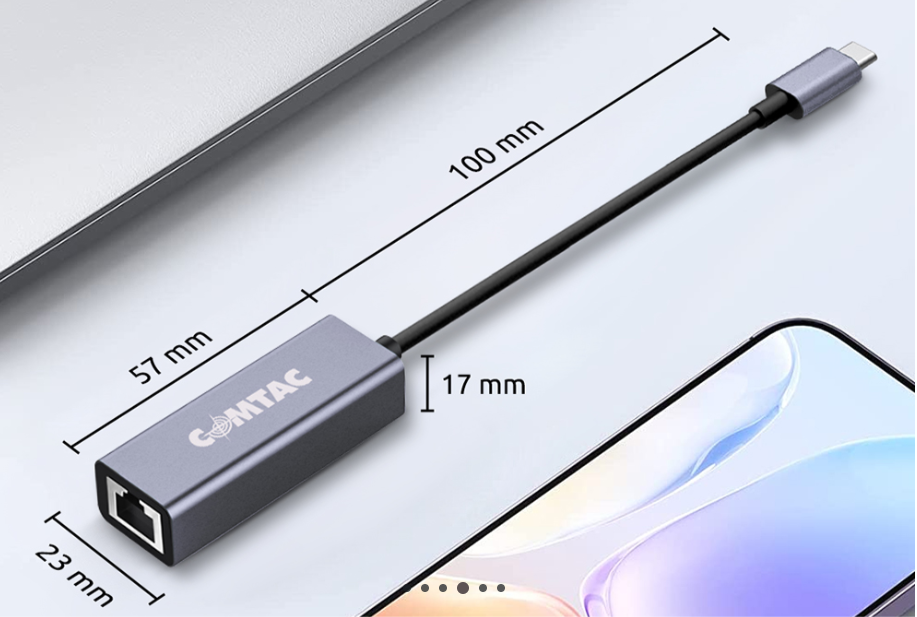 Adaptador de Rede USB Tipo C x Ethernet RJ45 Gigabit Comtac