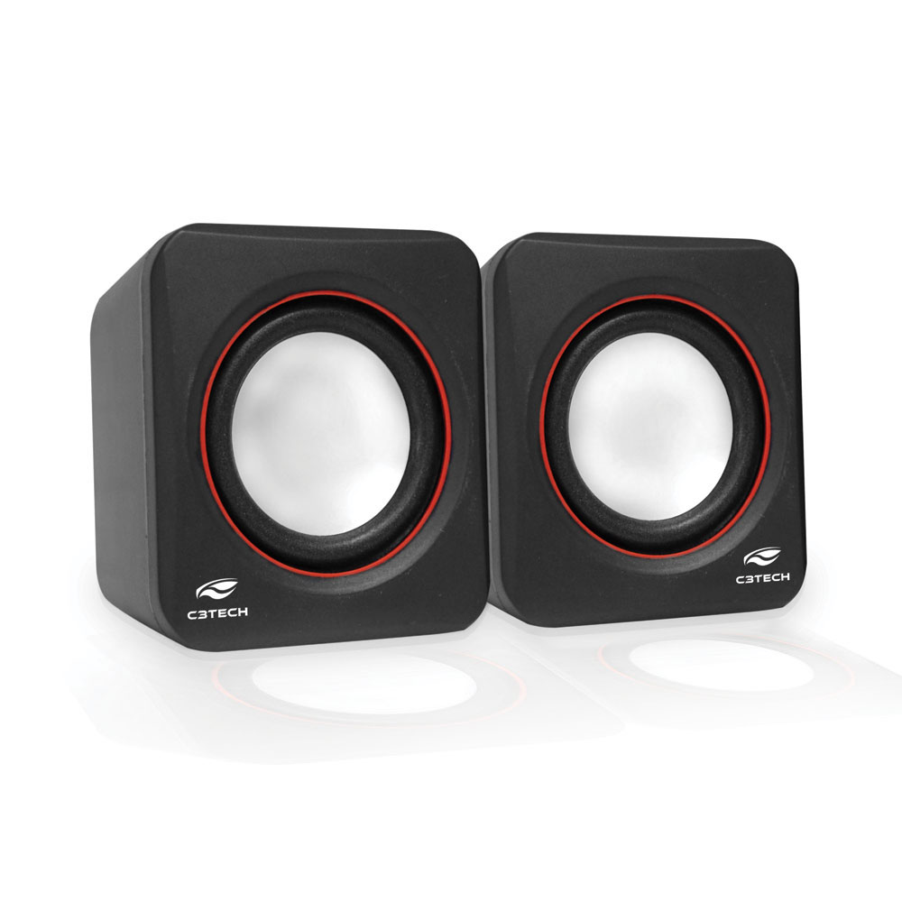 Caixa de Som USB 2.0 SP-301BK Preto e Vermelho - C3Tech