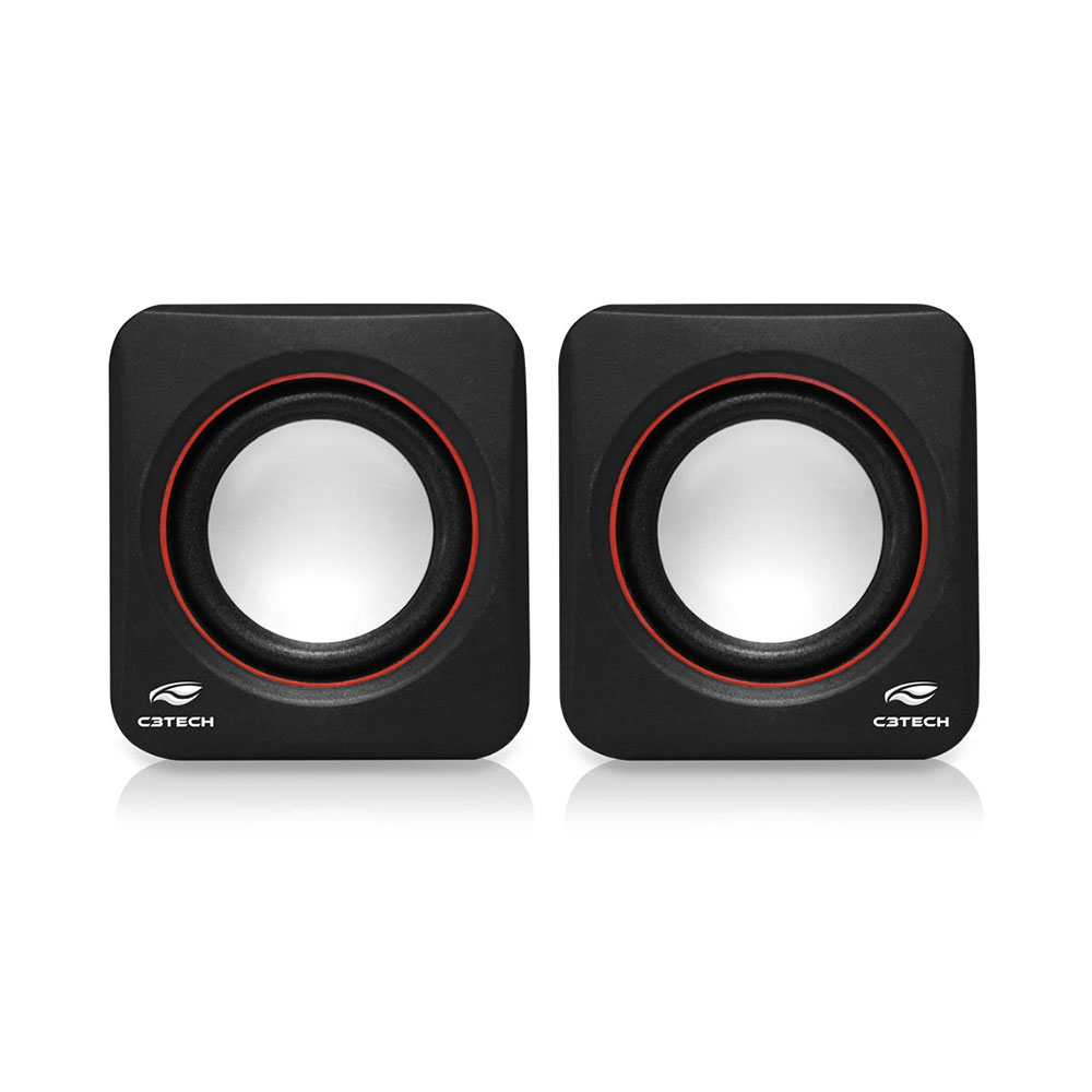 Caixa de Som USB 2.0 SP-301BK Preto e Vermelho - C3Tech