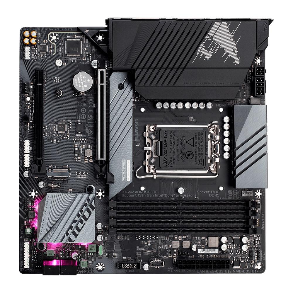 Placa Mãe LGA 1700 Gigabyte B760M Aorus Elite, DDR5, M.2, USB 3.2/USB-C, LAN 2.5GBE