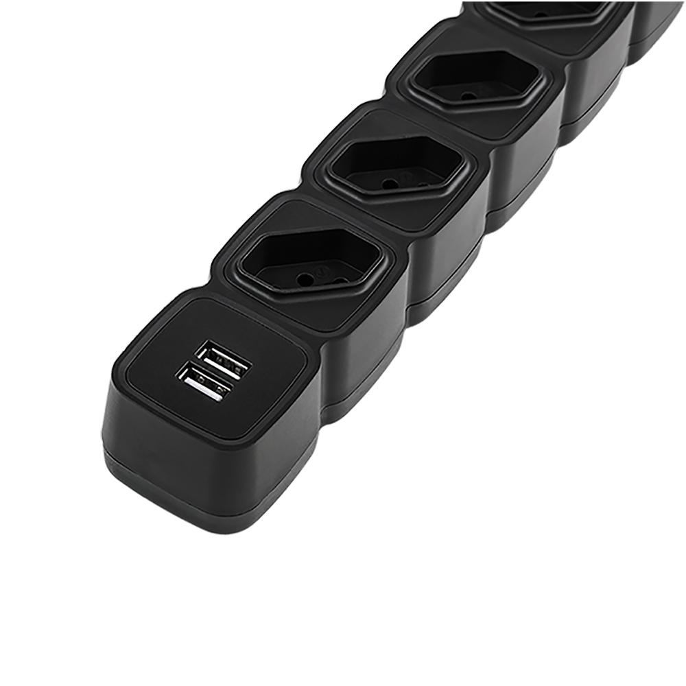 Filtro de Linha Intelbras Epe 204 Pt 4 Tomadas Bivolt 10A + 2 USB-a 1m Preto