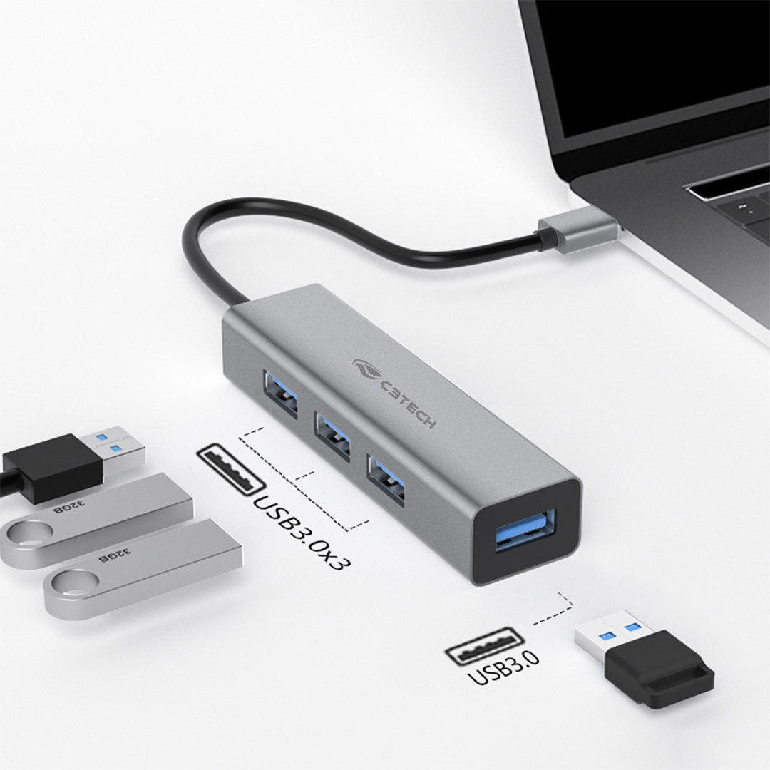 Hub USB 3.0 C3 Tech 4 em 1, 4x USB 3.0 - HU-340GY