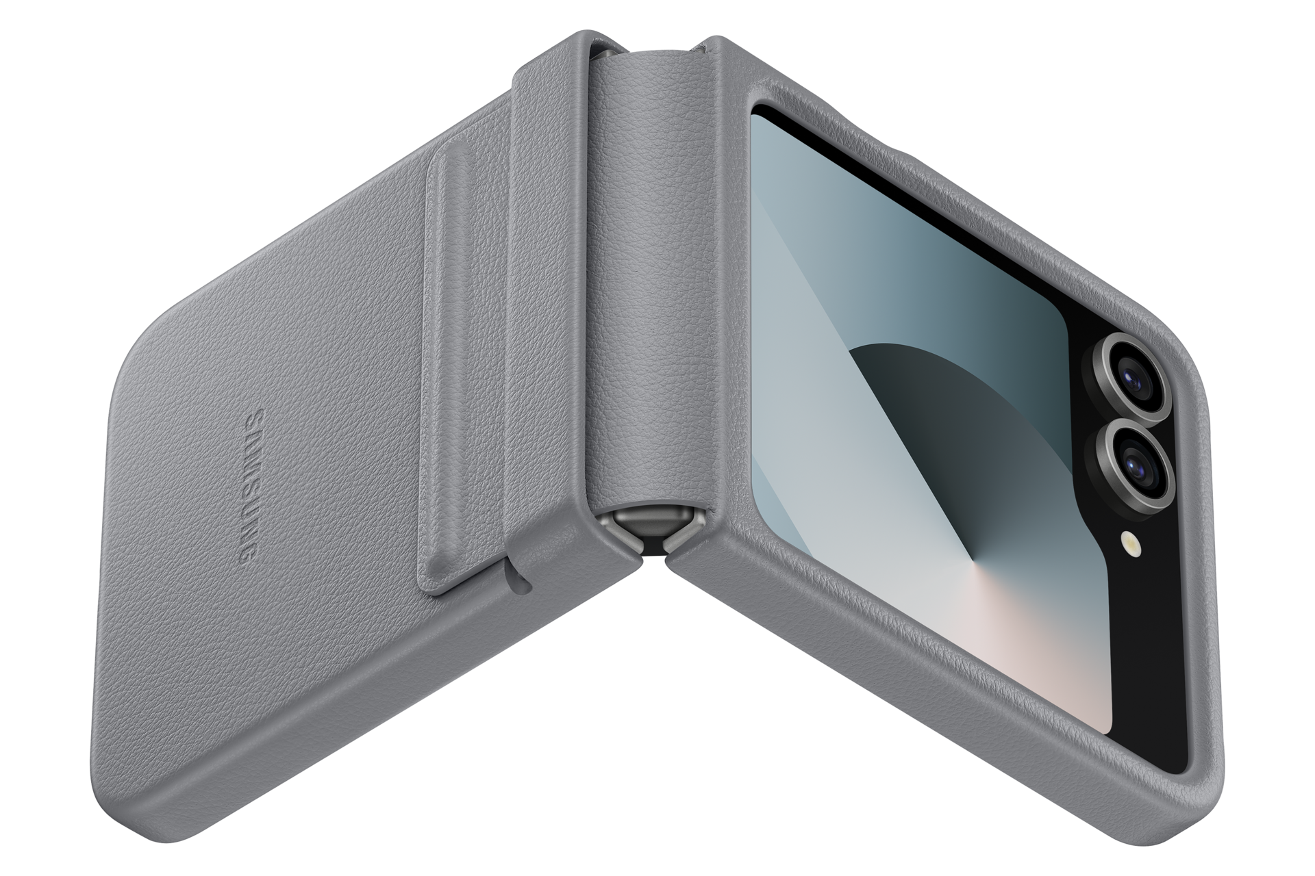 Capa Protetora Couro Flap Galaxy Z FLIP6 Cinza