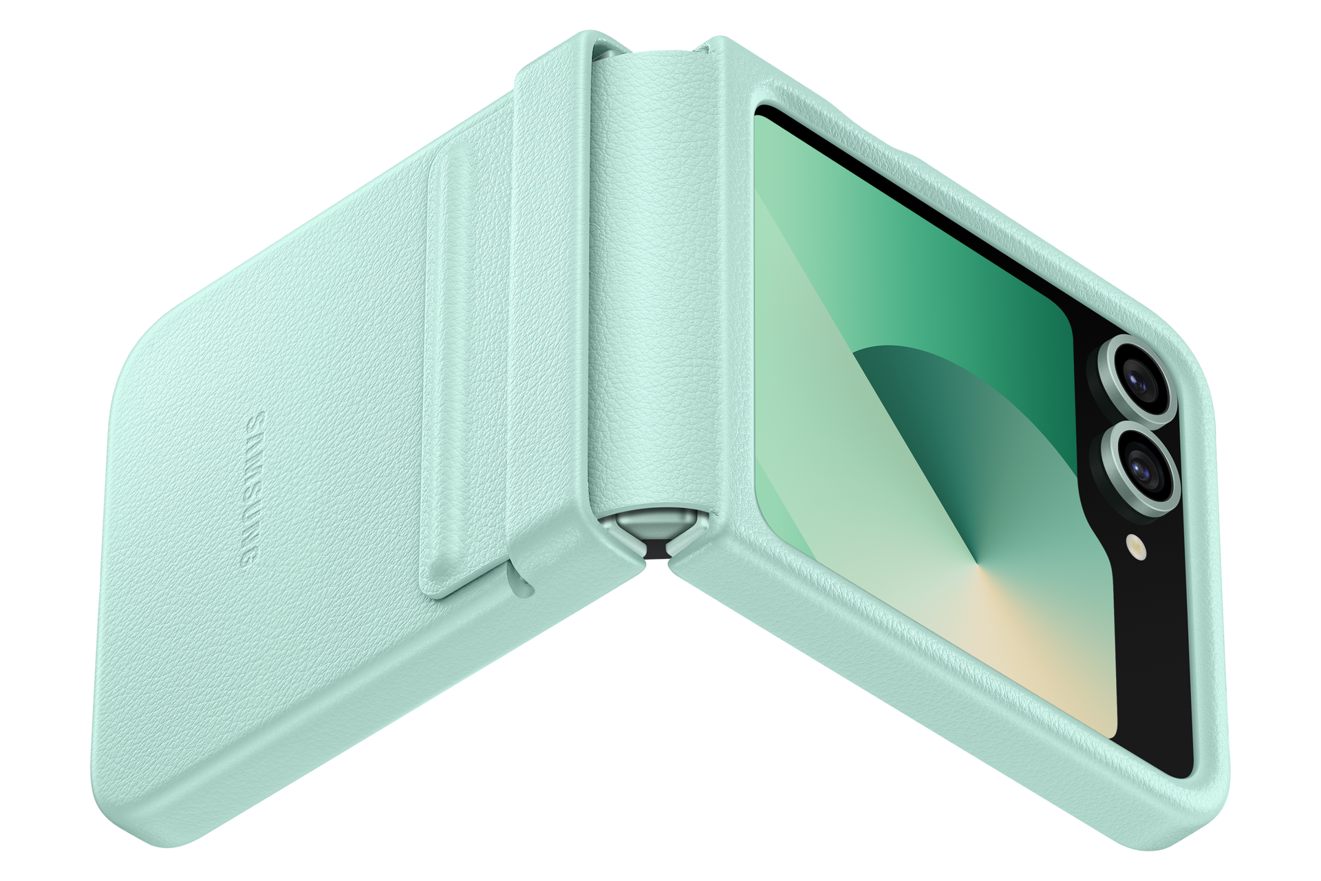 Capa Protetora Couro Flap Galaxy Z FLIP6 Verde Claro