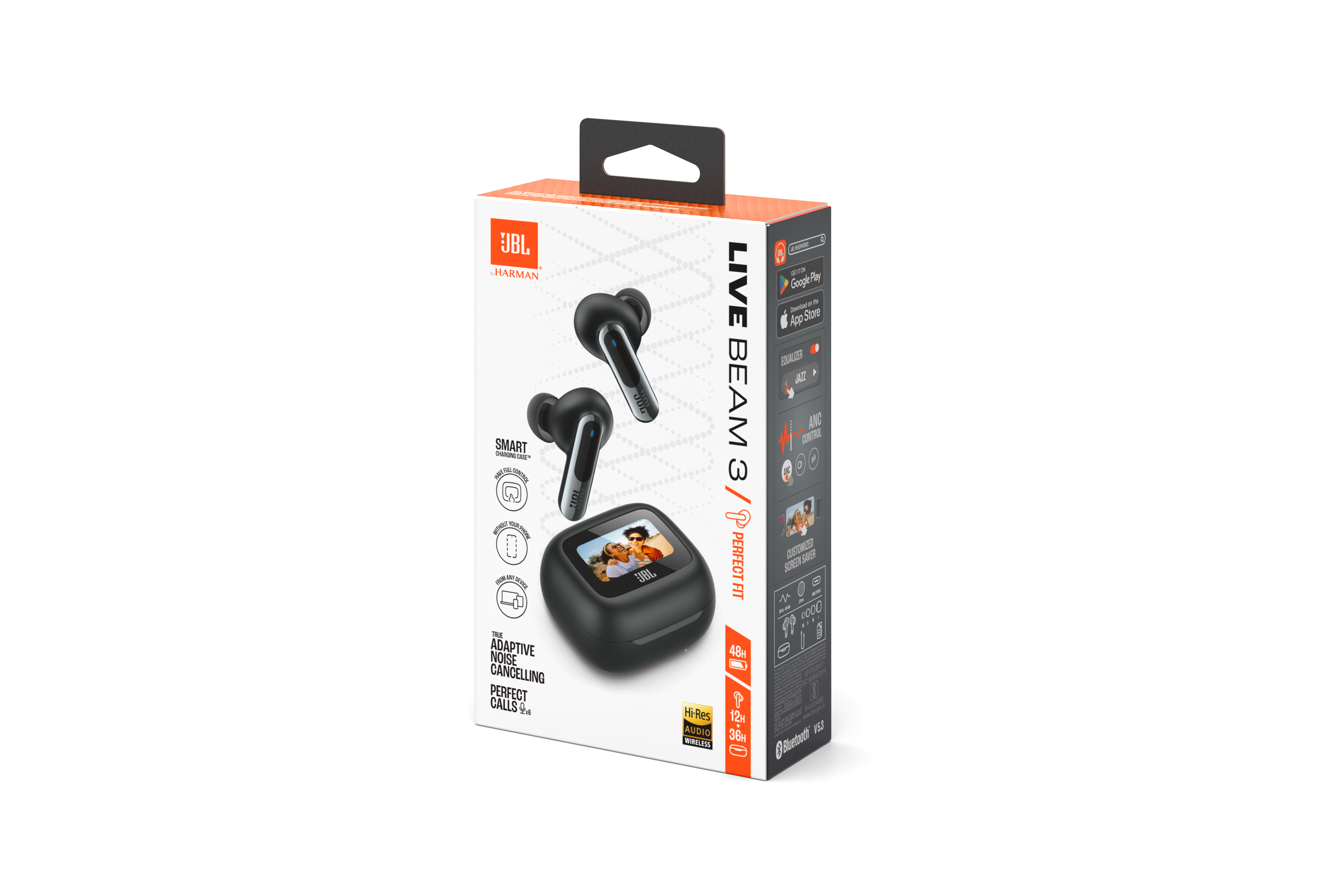 Fone de Ouvido JBL TWS Live Beam 3 Preto, Bluetooth 5.3, IP55, Áudio Hi-Res, JBLLIVEBEAM3BLK