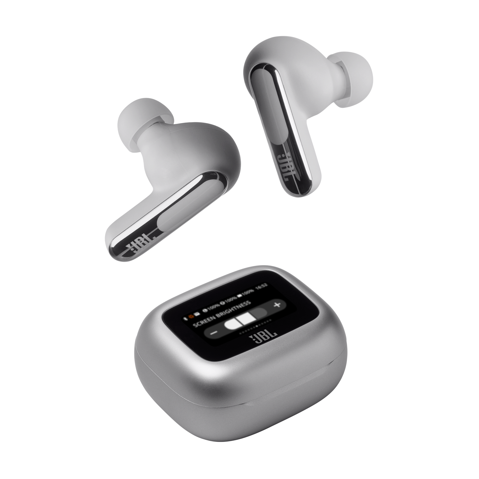Fone de Ouvido JBL TWS Live Beam 3 Prata, Bluetooth 5.3, IP55, Áudio Hi-Res, JBLLIVEBEAM3SIL