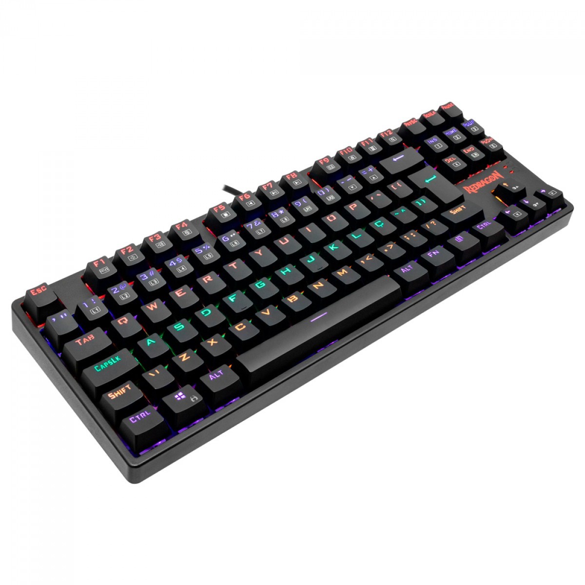 Teclado Gamer Mecânico Redragon Daksa Rainbow, Switch Brown, ABNT, Black