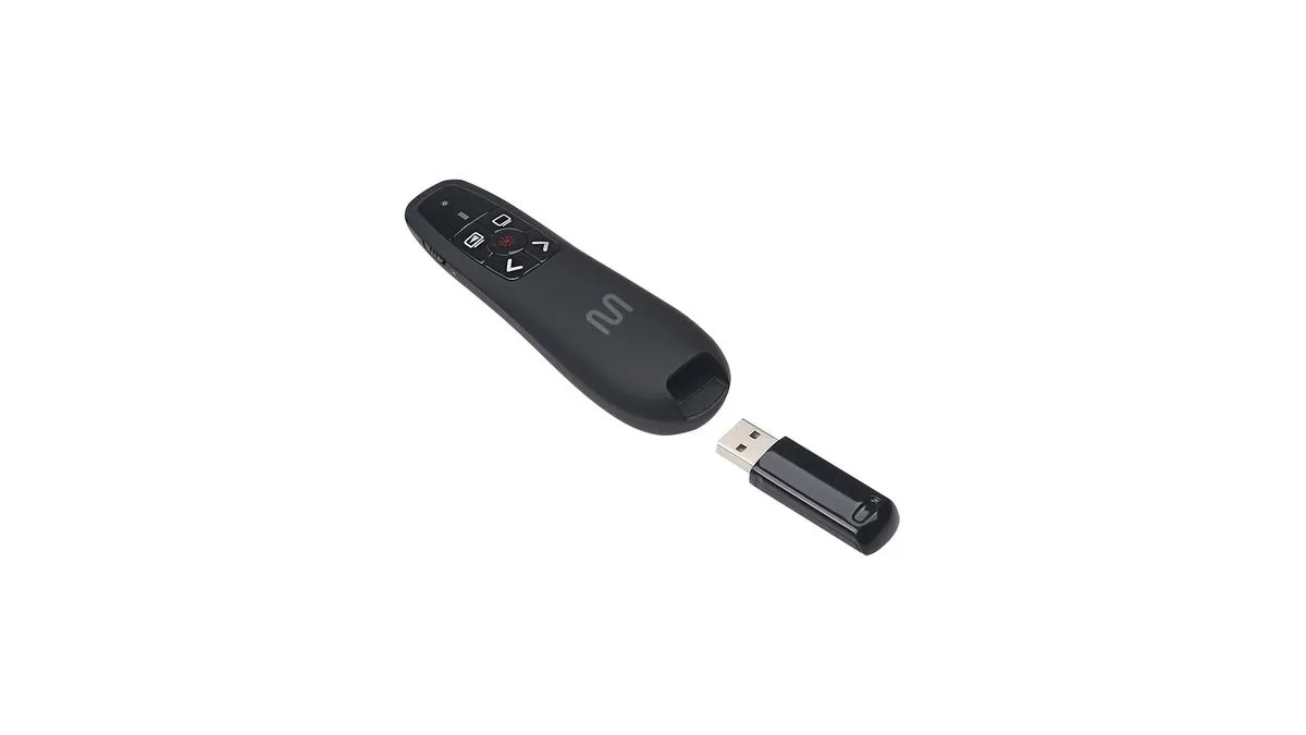 Apresentador sem Fio Multilaser, PS200 com Laser USB com Alcance de 30m, Preto, AC385