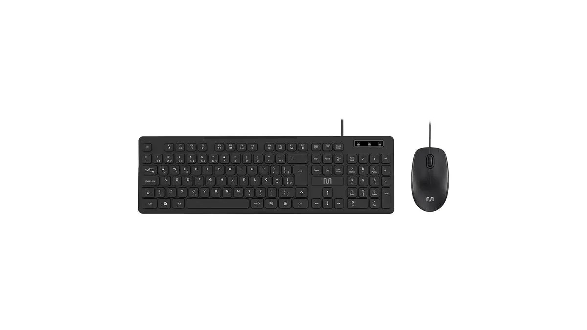 Teclado e Mouse com Fio Multilaser CF300, USB, 1200dpi, Teclas Chocolate, Preto, TC310