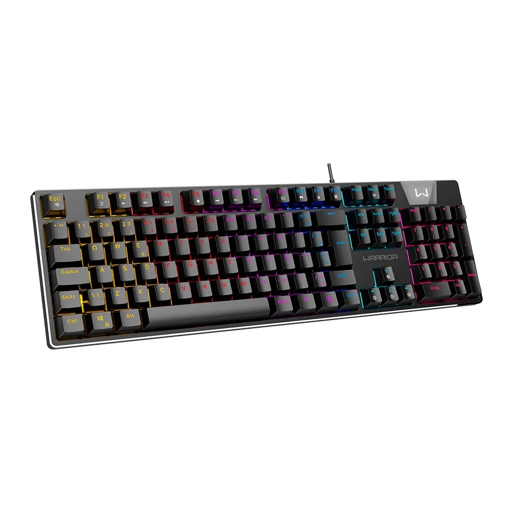 Teclado Gamer Mecânico com Fio Warrior Royal Score, Full Size, Blue Switch, RGB, Preto, TC313