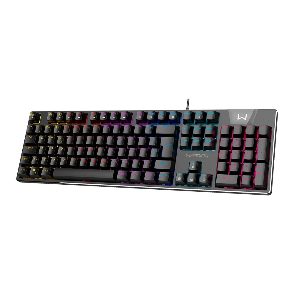 Teclado Gamer Mecânico com Fio Warrior Royal Score, Full Size, Blue Switch, RGB, Preto, TC313