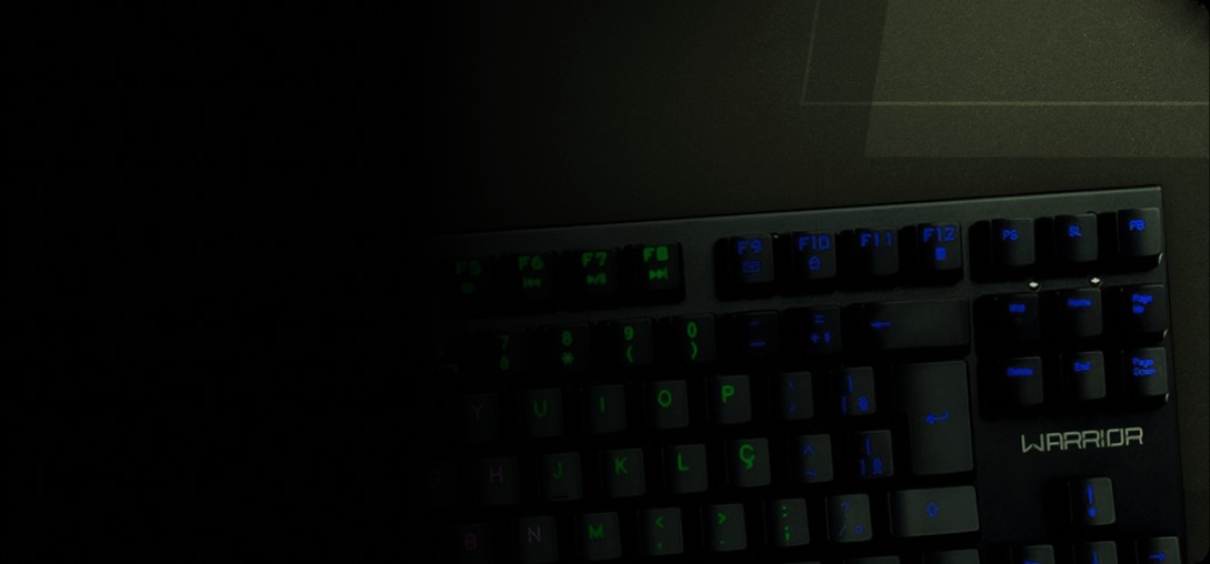 Teclado Gamer Mecânico com Fio Warrior Royal Score, Full Size, Blue Switch, RGB, Preto, TC313