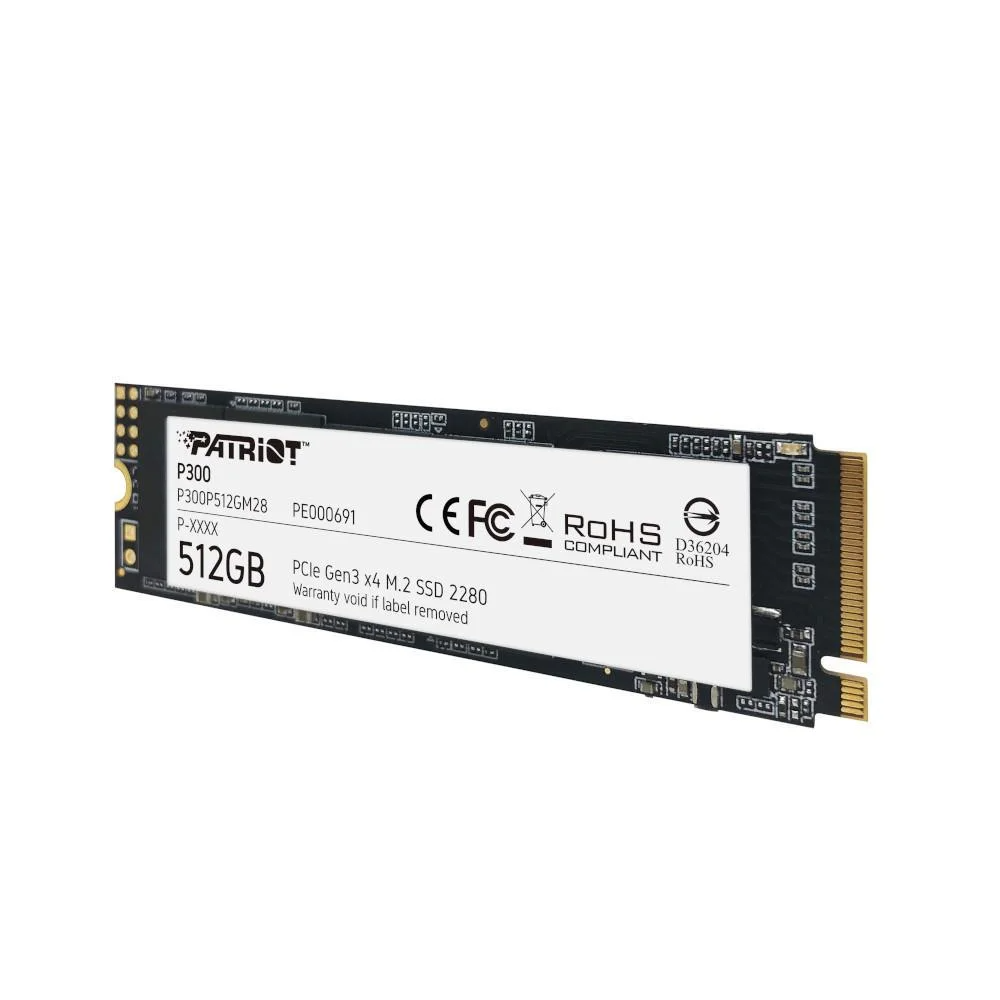 SSD M.2 NVMe 512GB Patriot P300 Leitura 1700MB/s Gravação 1200MB/s