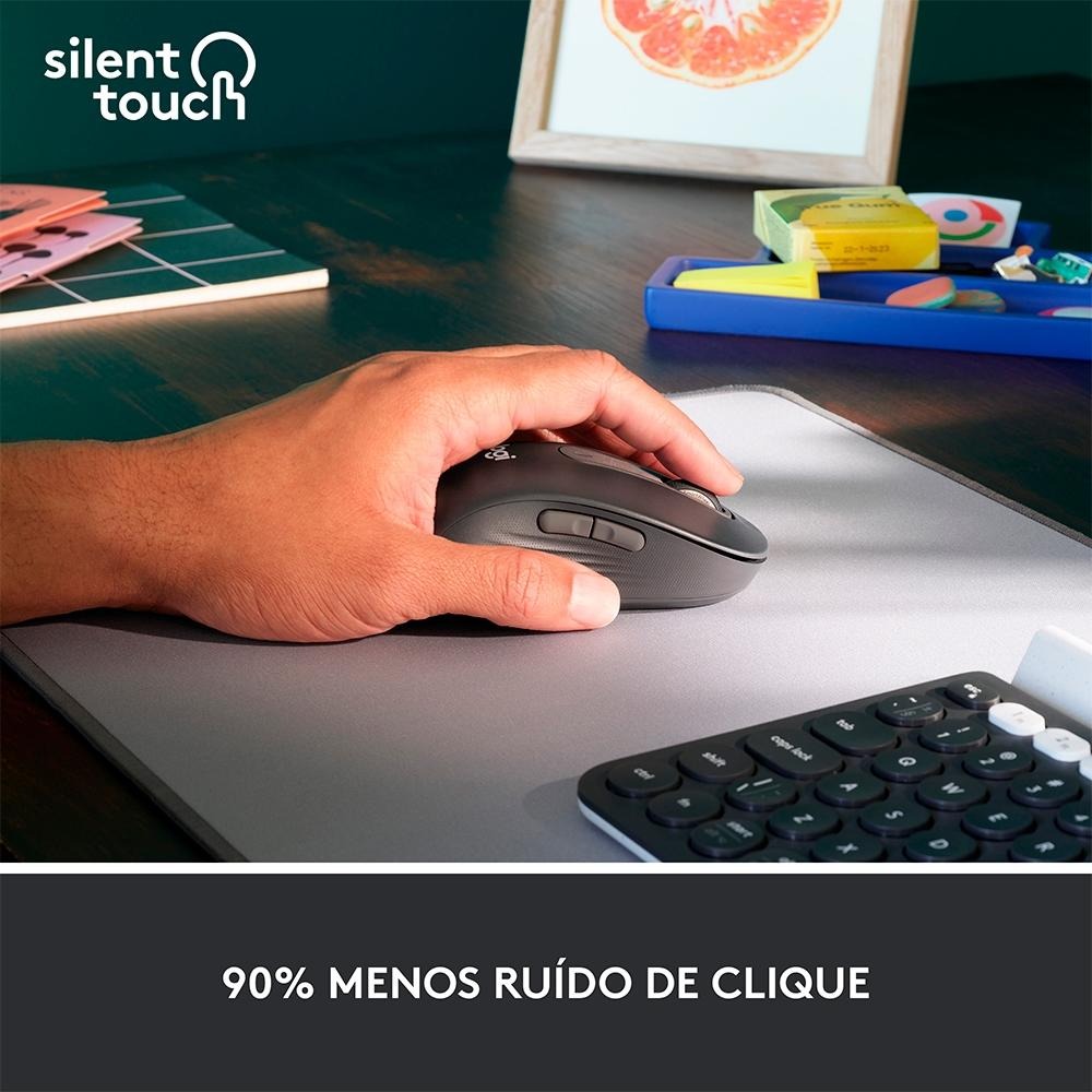 Mouse sem Fio Logitech Signature M650 L Left, para Canhoto Tam Padrão, USB e Bluetooth- Grafite