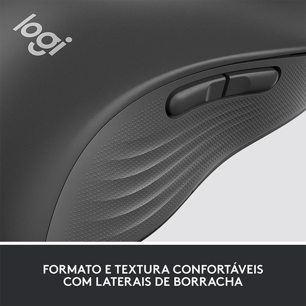Mouse sem Fio Logitech Signature M650 L Left, para Canhoto Tam Padrão, USB e Bluetooth- Grafite