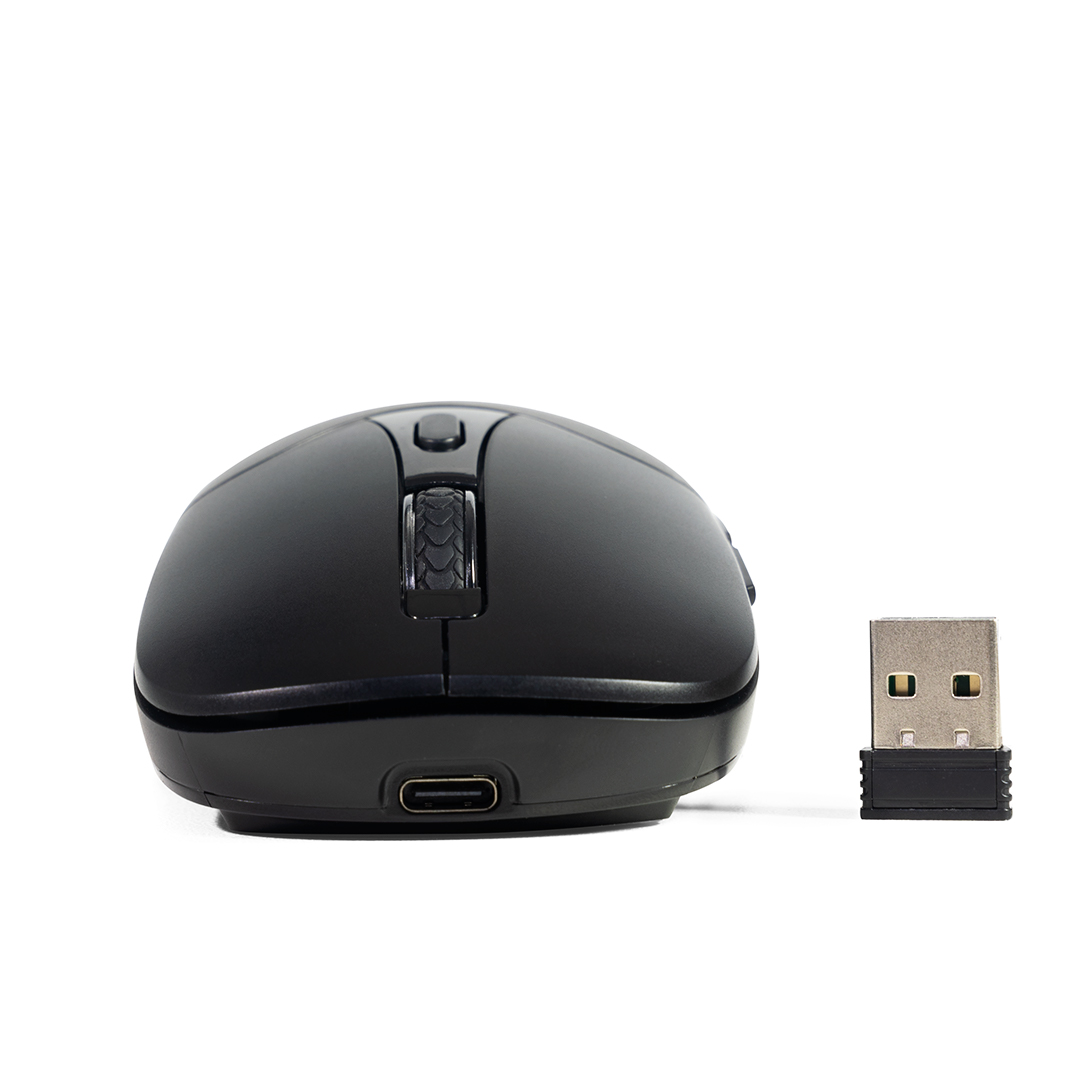 Mouse sem Fio Bluetooth C3 Tech M BT60BK Preto, Recarregavel, Dual Mode, USB 2.4GHz