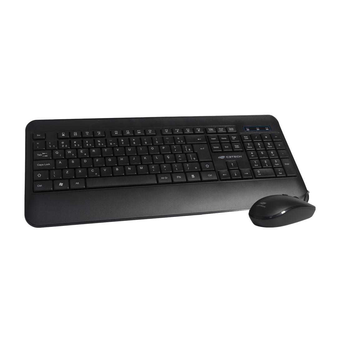 Teclado e Mouse com Fio USB Kt 200BK C3 Tech ABNT2 Cabo de 1.2 Metros Preto