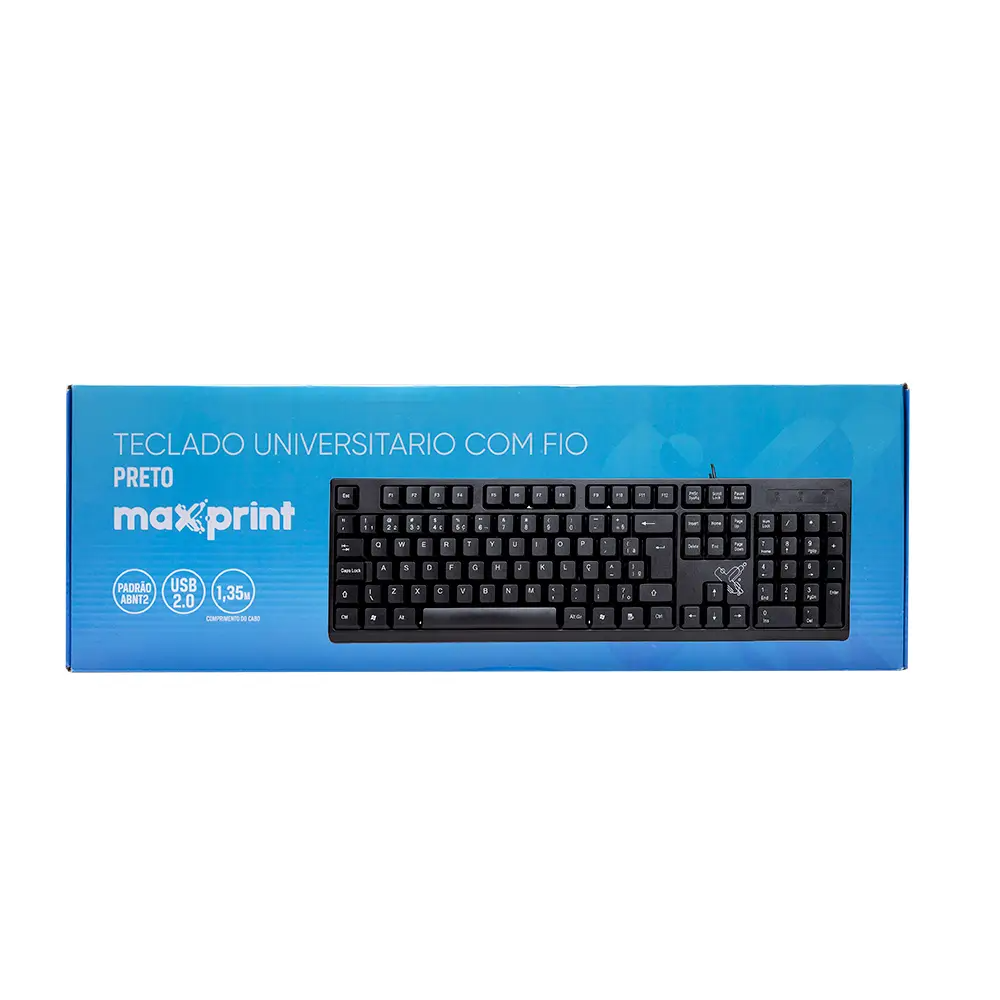 Teclado com Fio Maxprint Universitario, USB, Cabo 1,35m, Padrão ABNT2, 60000140