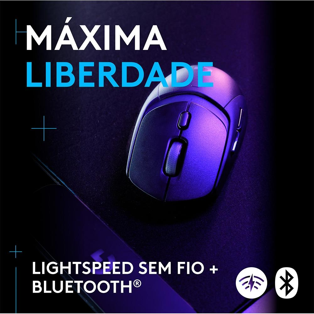 Mouse Gamer sem Fio Logitech G309 Lightspeed, Switches Lightforce, Sensor Hero 25K, 6 Botões, Preto