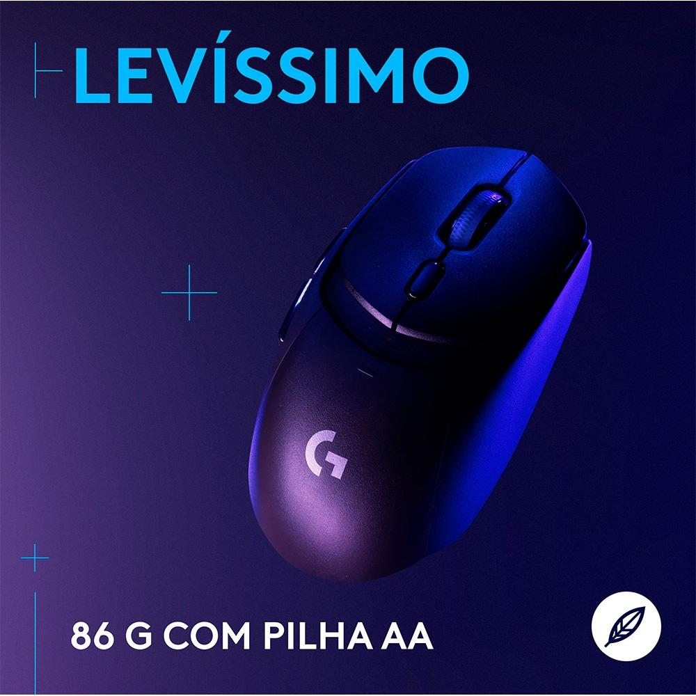 Mouse Gamer sem Fio Logitech G309 Lightspeed, Switches Lightforce, Sensor Hero 25K, 6 Botões, Preto