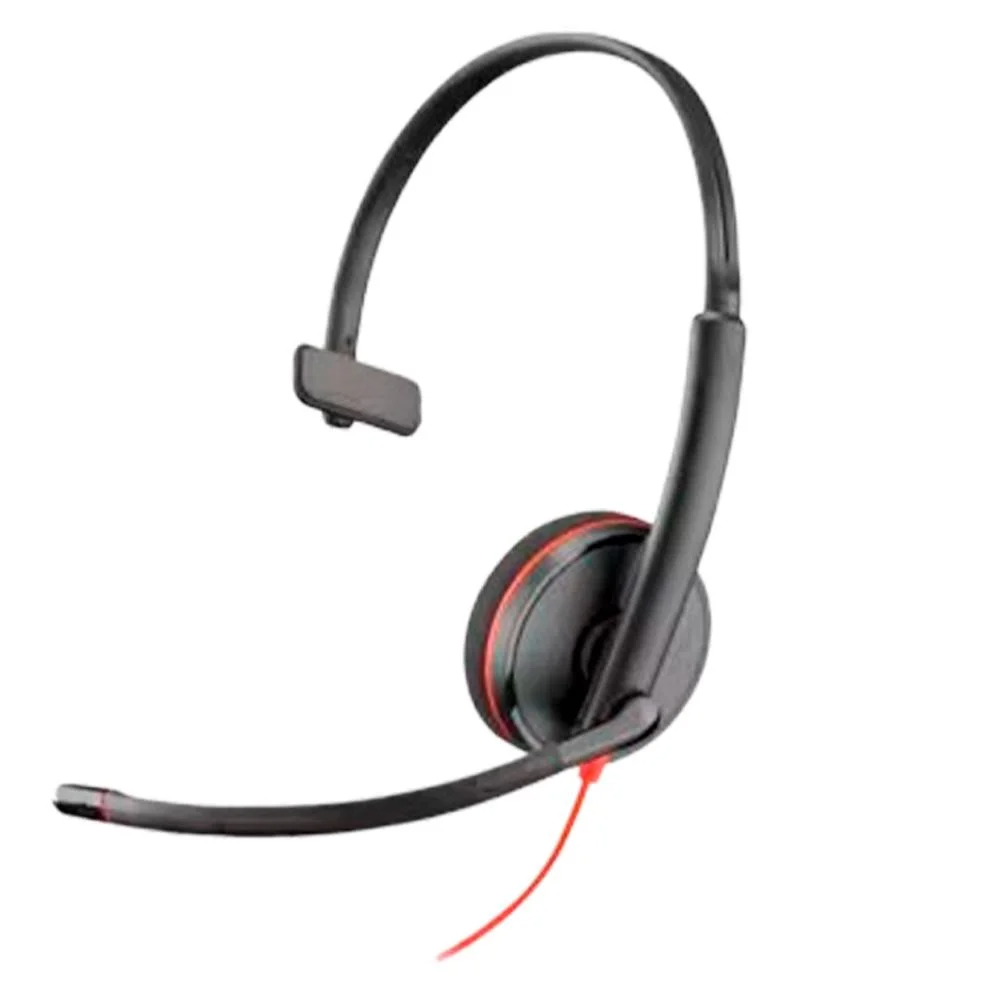 Headset com Fio HP Poly Blackwire 3210 Preto, USB-a, USB-C, Controles de Áudio Integrado, 8x214AA