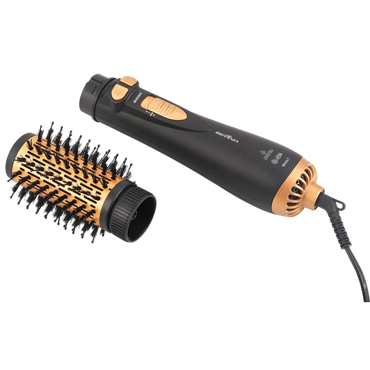 Escova Rotativa Secadora Britânia BER20PD com 3 Temperaturas Bivolt – Preta/Dourada