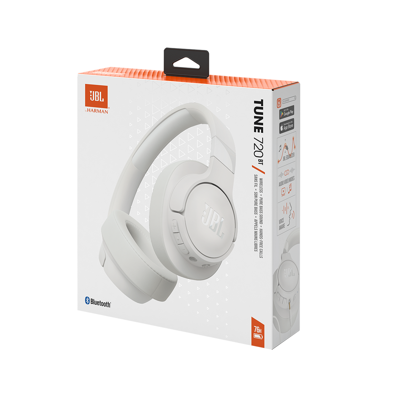 Fone de Ouvido sem Fio JBL Tune 720BT Branco, BT 5.3, 76H de Bateria, JBLT720BTWHT