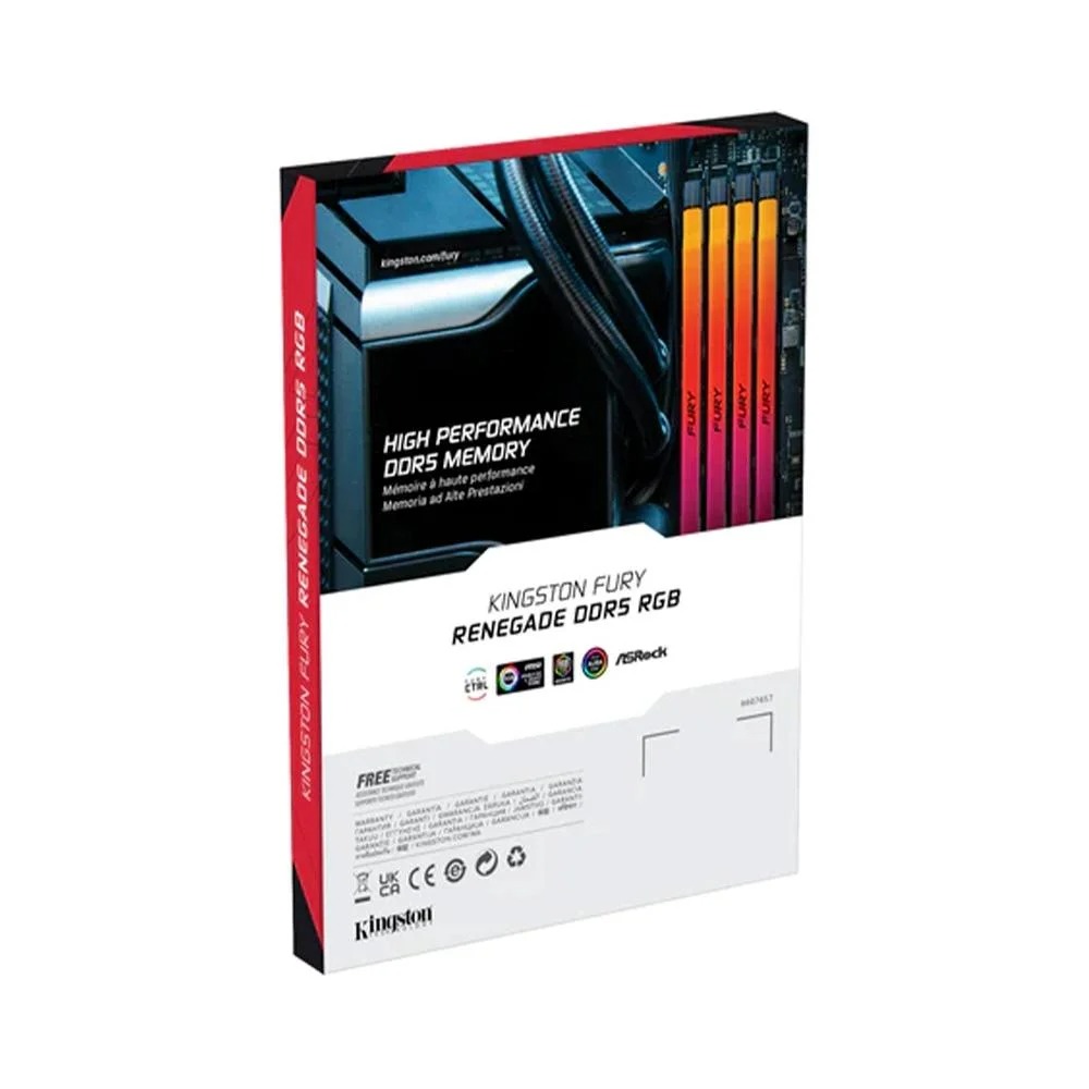 Memória 48GB DDR5 6000MHz CL32 Kingston Fury Renegade RGB Prata para Desktop