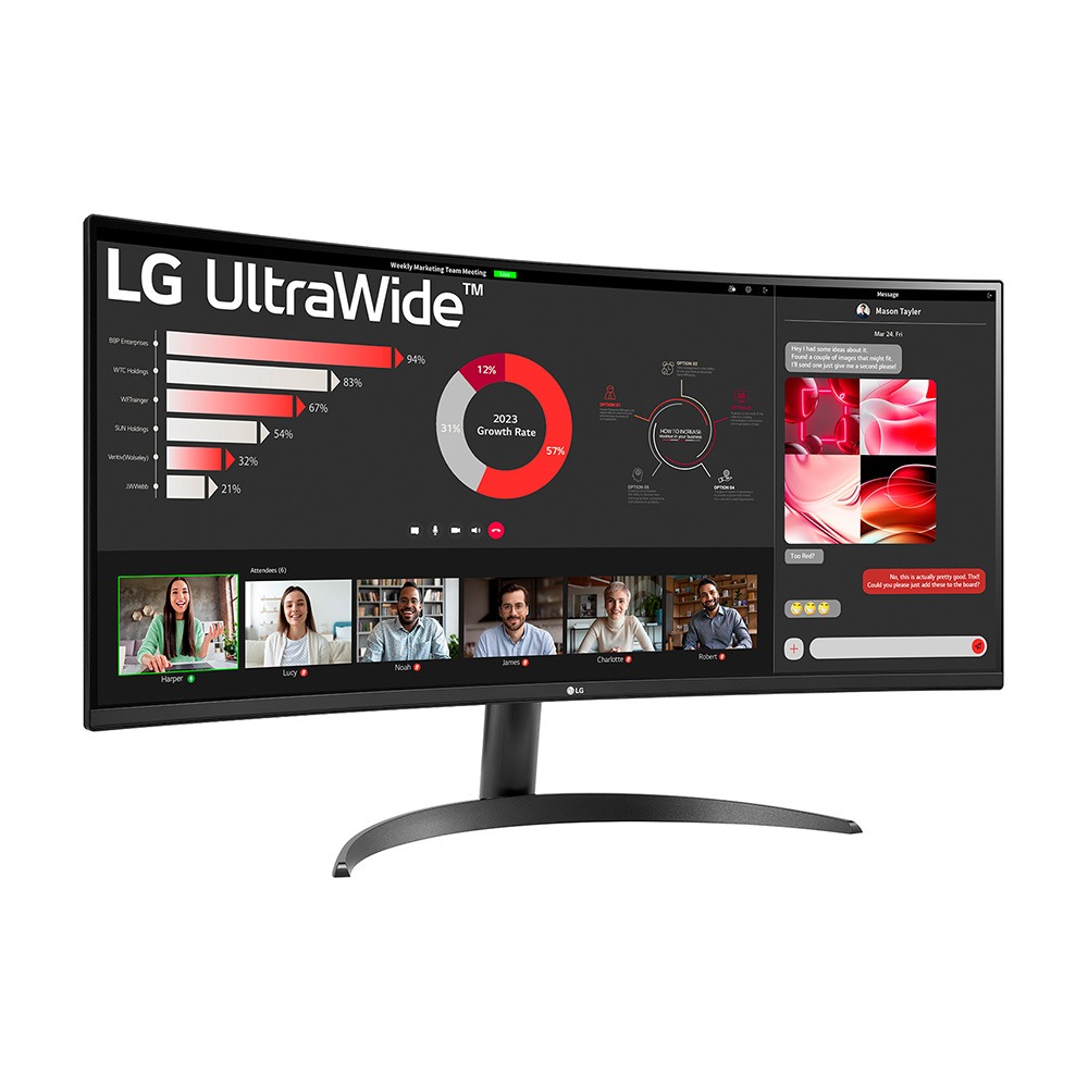 Monitor LG UltraWide Curvo 34" Wqhd 3440x1440 100Hz VA 21:9 SRGB 99% HDR10 FreeSync