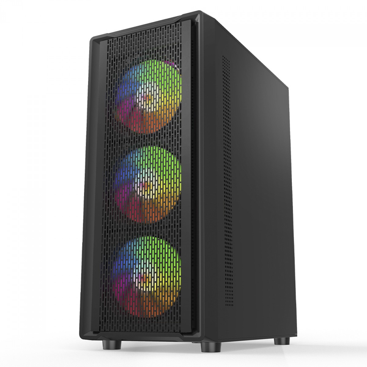 Gabinete Gamer Liketek Storm RGB, Mid-Tower, Vidro Temperado, com 4 Fans RGB, sem Fonte - Preto