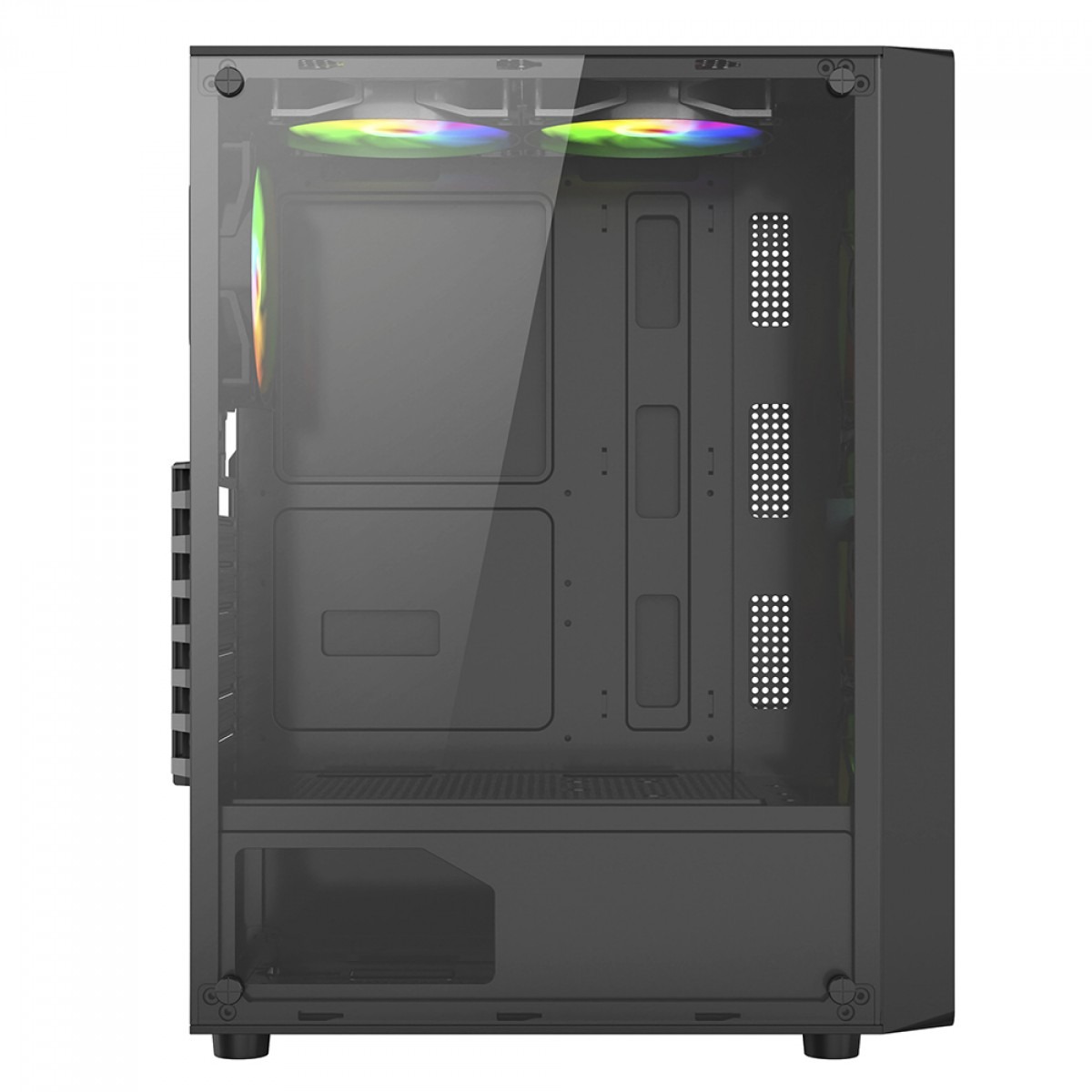 Gabinete Gamer Liketek Storm RGB, Mid-Tower, Vidro Temperado, com 4 Fans RGB, sem Fonte - Preto