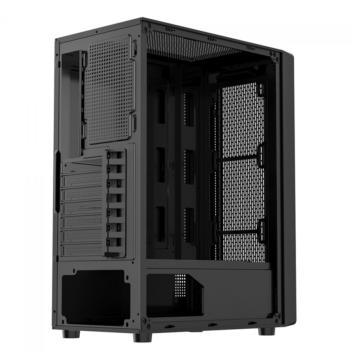 Gabinete Gamer Liketek Storm RGB, Mid-Tower, Vidro Temperado, com 4 Fans RGB, sem Fonte - Preto