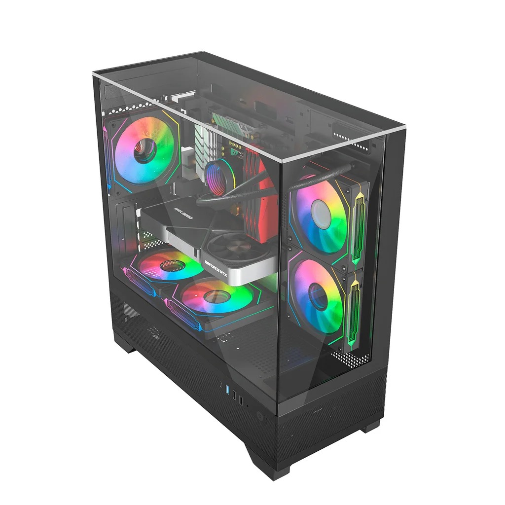 Gabinete Gamer Liketec Mahal Dark, Mid-Tower, Vidro Temperado, sem Fonte sem Fans - Preto