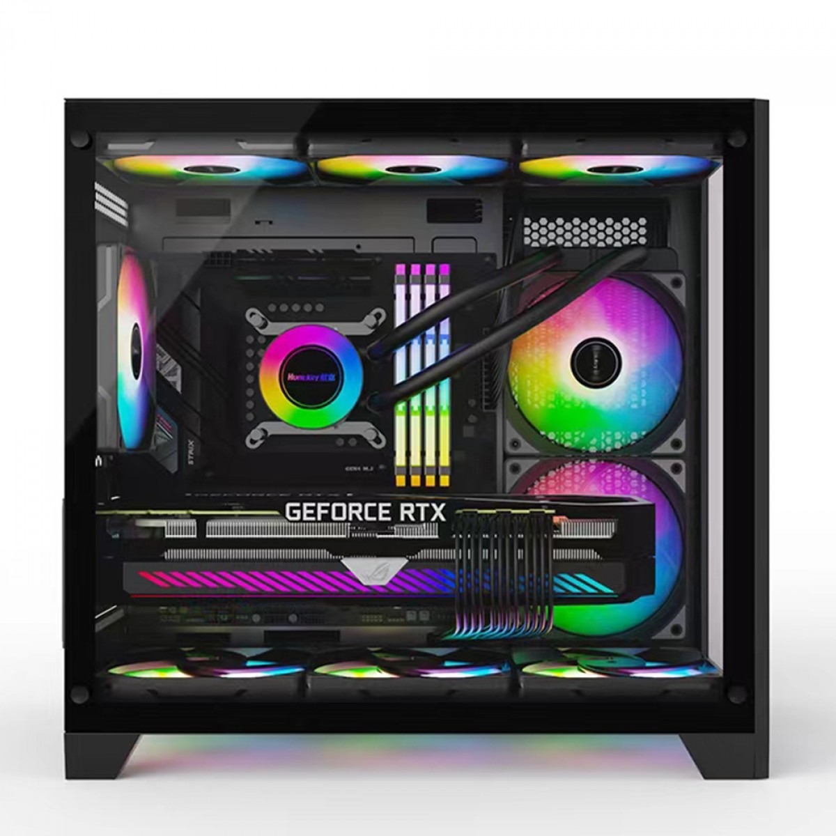 Gabinete Gamer Liketec Cube Kirra RGB, Mid-Tower, Vidro Temperado, sem Fonte, com 4 Fans, Preto
