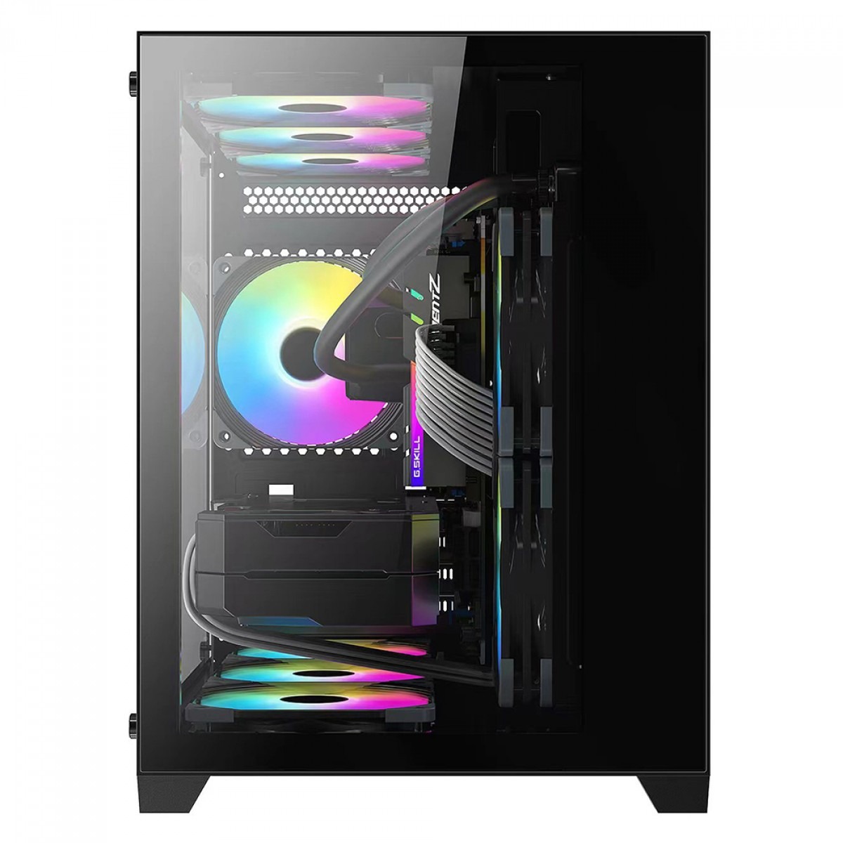 Gabinete Gamer Liketec Cube Kirra RGB, Mid-Tower, Vidro Temperado, sem Fonte, com 4 Fans, Preto