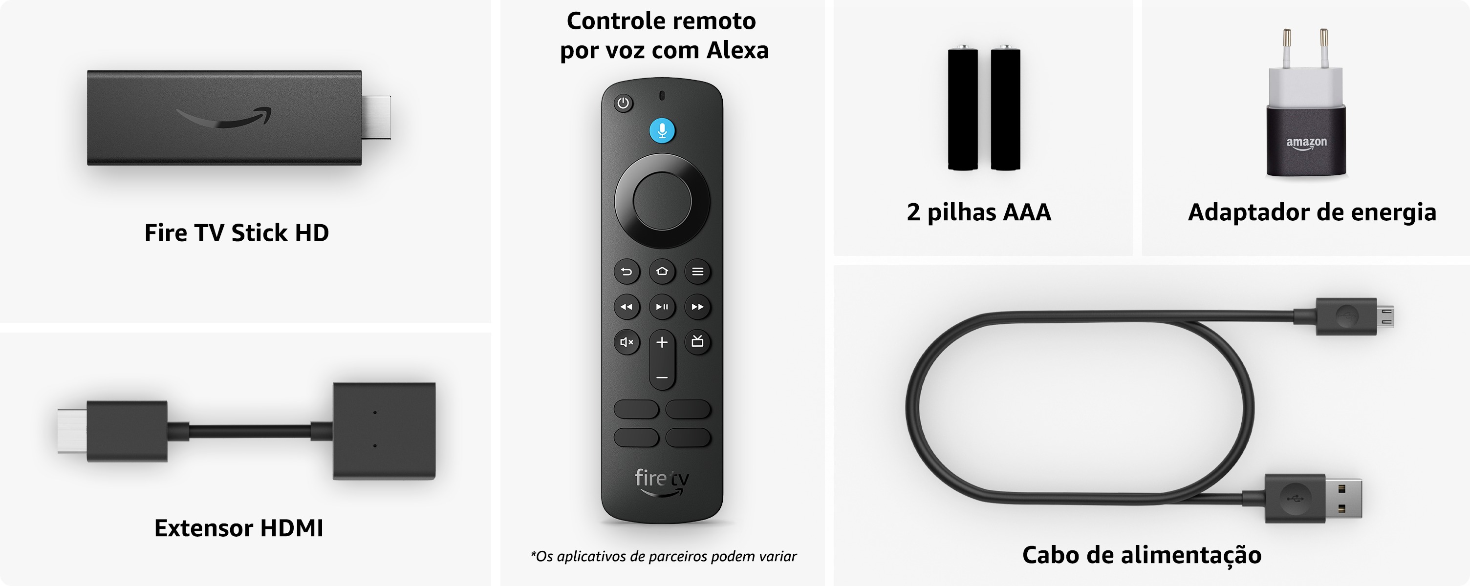 Fire TV Stick HD com Controle Remoto por Voz com Alexa (Inclui Comandos de TV), HD