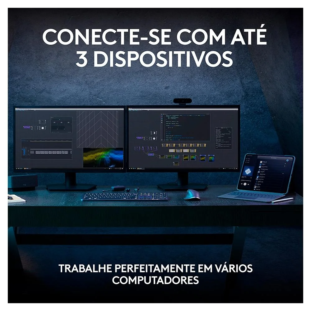 Teclado sem Fio Logitech Mx Keys S, Iluminação Inteligente, Bluetooth, USB, Logi Bolt, Recarregável