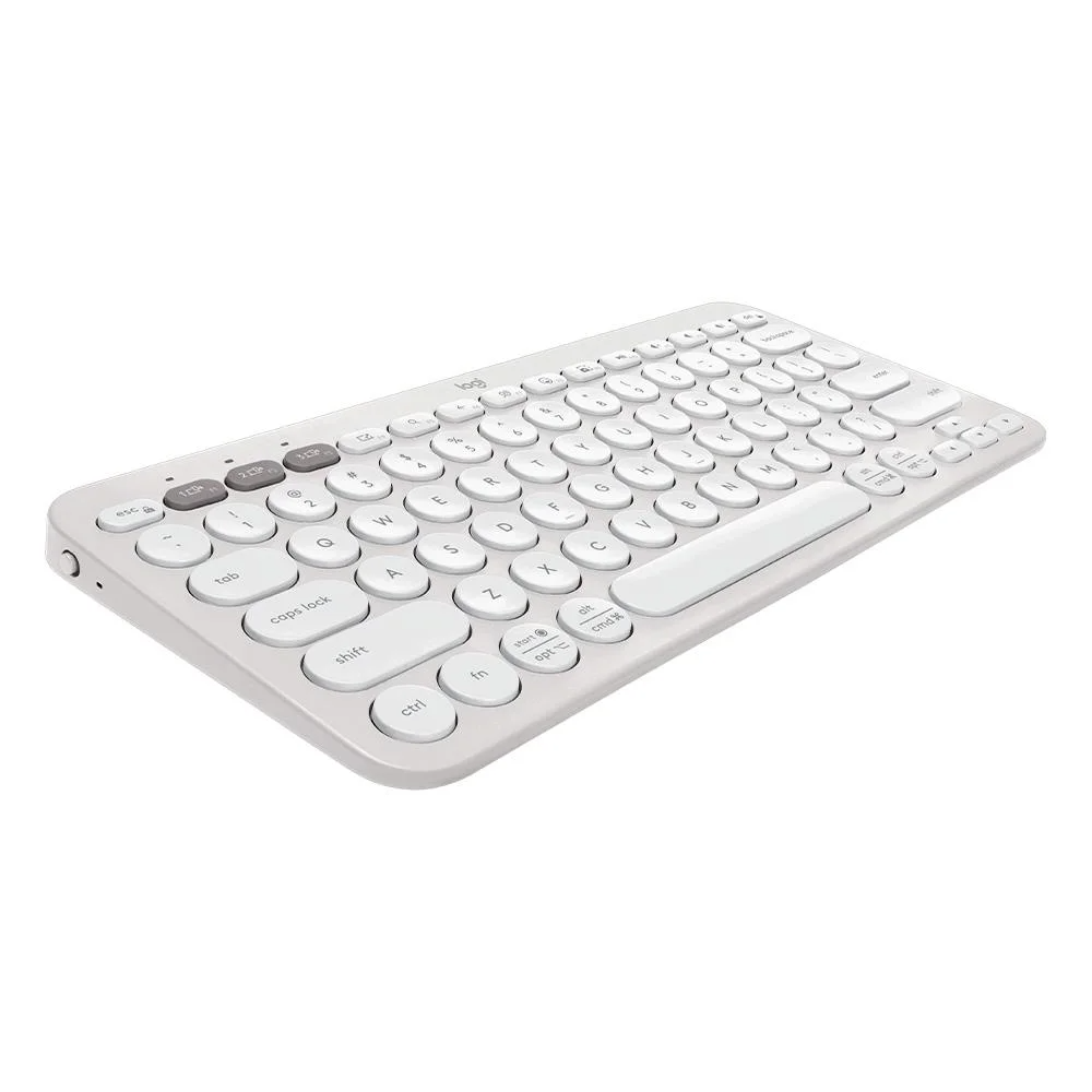 Teclado sem Fio Logitech, Bluetooth e USB, Pebble Keys 2 K380S, Easy-Switch e Pilha Inclusa, Branco