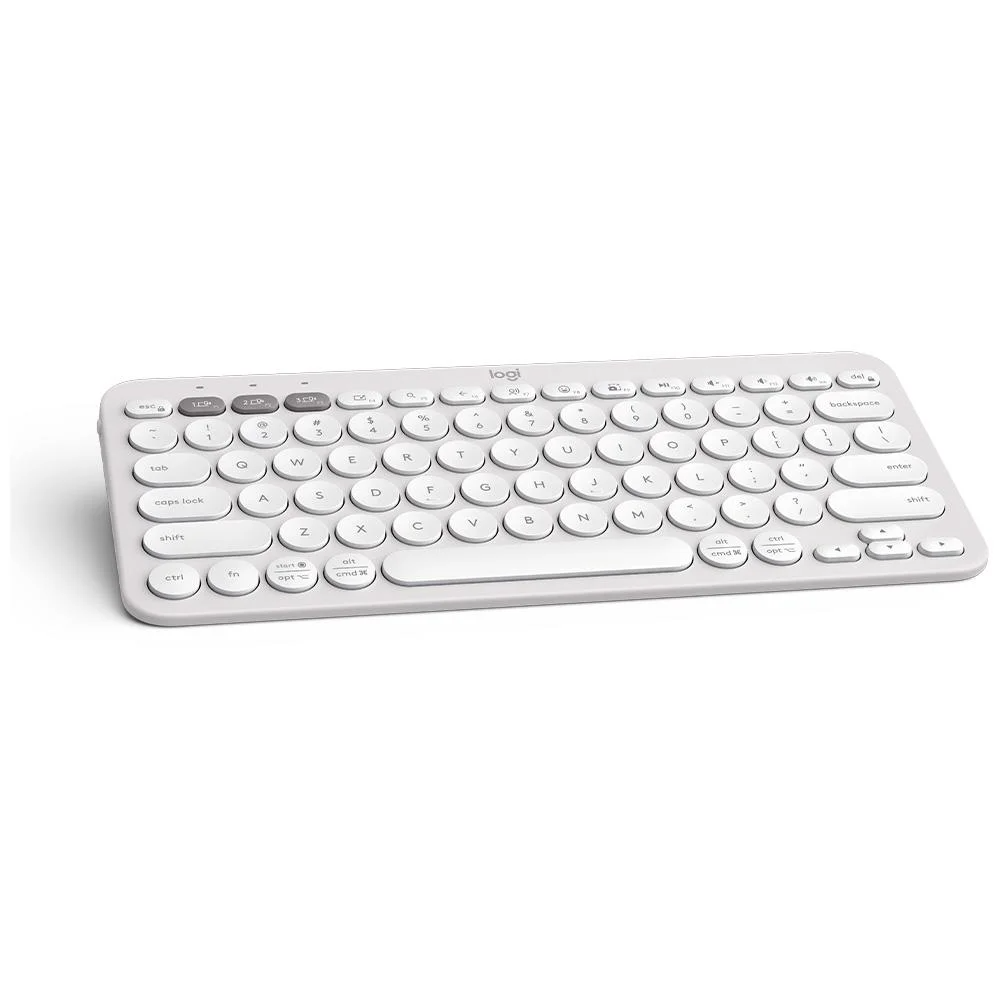 Teclado sem Fio Logitech, Bluetooth e USB, Pebble Keys 2 K380S, Easy-Switch e Pilha Inclusa, Branco