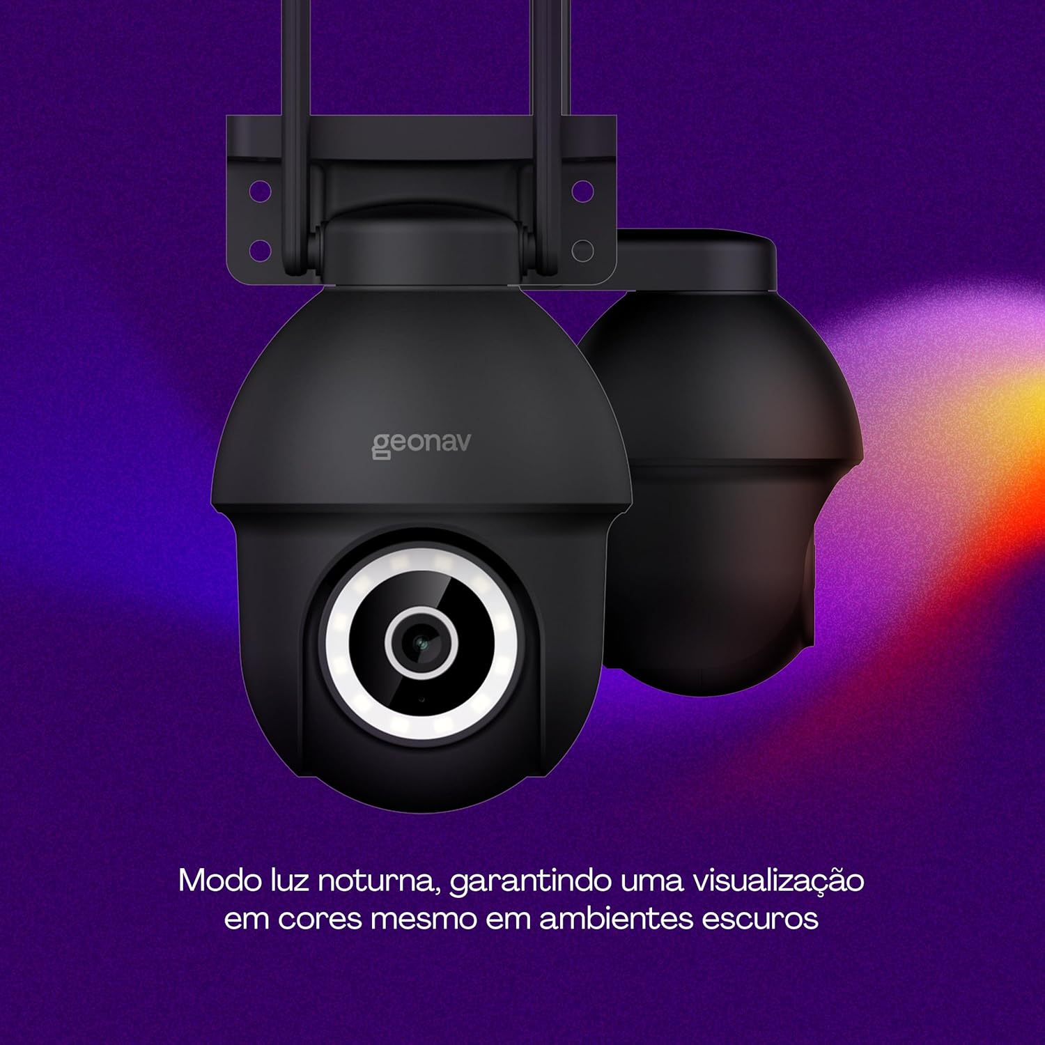 Câmera Externa Inteligente Geonav, Ptz, 3K, 4MP, Wi-Fi, Sensor Movimento, Compatível Alexa e Google