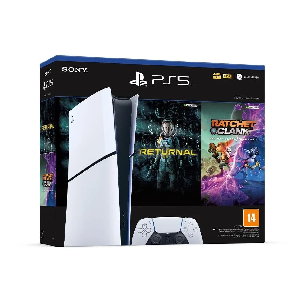 Console Sony PlayStation 5 Slim Digital 1TB Branco + 2 Jogos (Returnal e Ratchet&clank)
