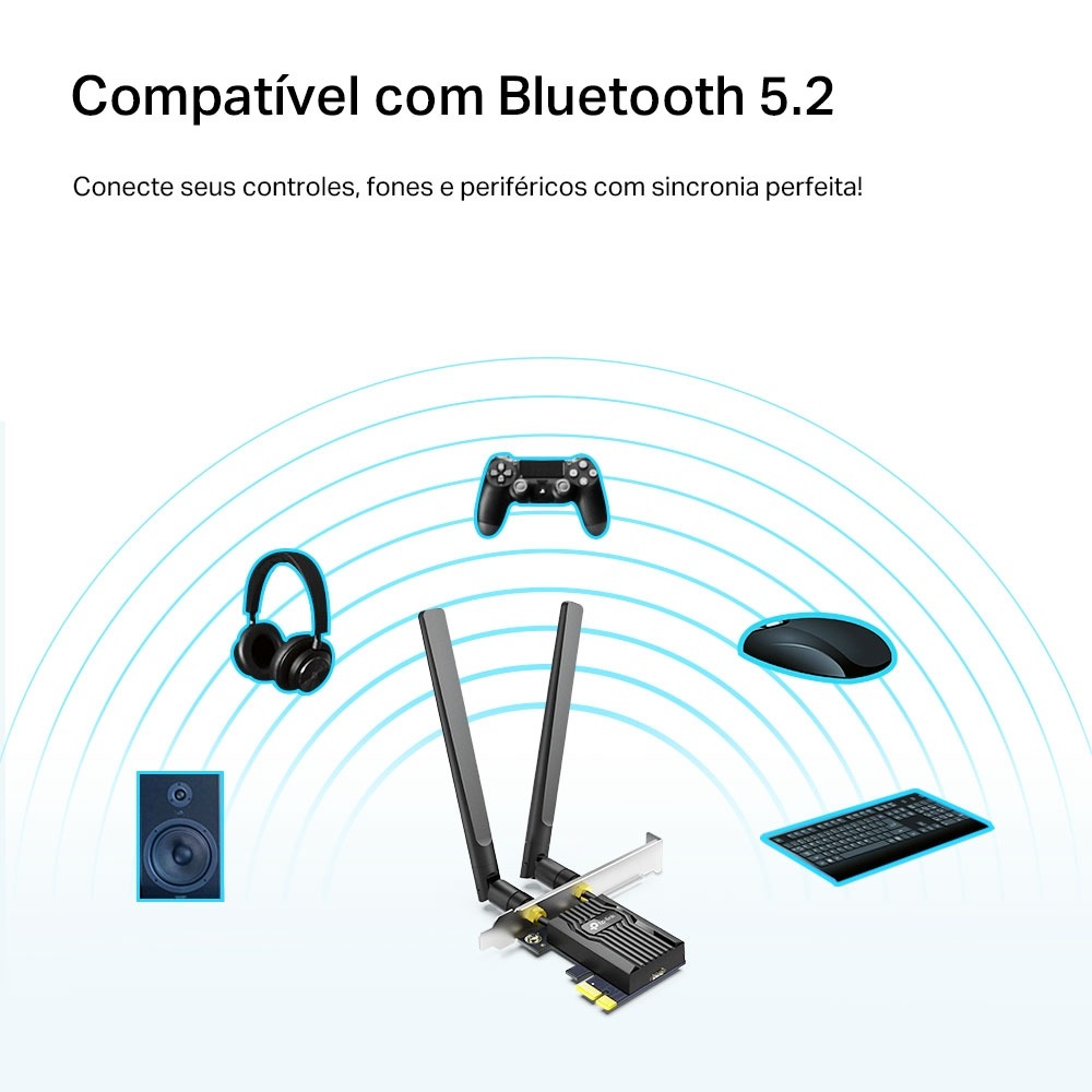 Placa PCI-e Wireless AX1800 Wi-Fi 6, Bluetooth 5.2, Archer TX20E, 2 Antenas, Dual Band - Tp Link