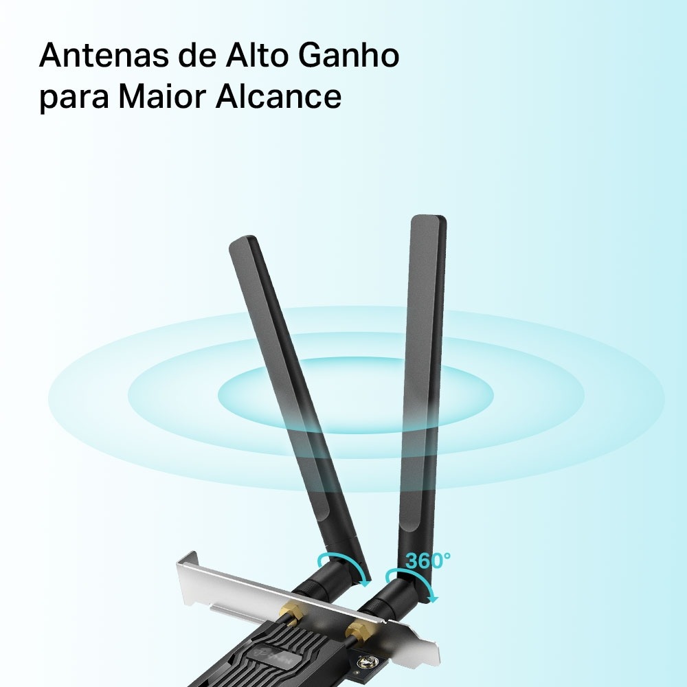 Placa PCI-e Wireless AX1800 Wi-Fi 6, Bluetooth 5.2, Archer TX20E, 2 Antenas, Dual Band - Tp Link