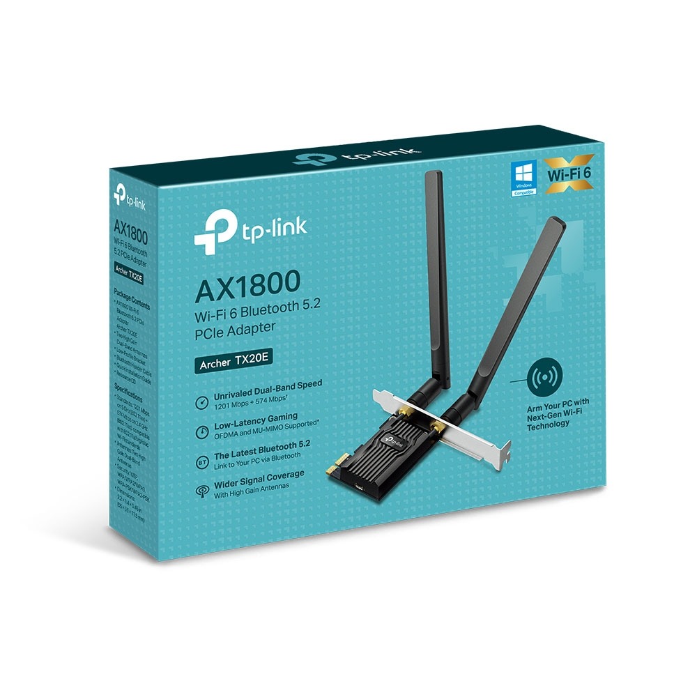 Placa PCI-e Wireless AX1800 Wi-Fi 6, Bluetooth 5.2, Archer TX20E, 2 Antenas, Dual Band - Tp Link