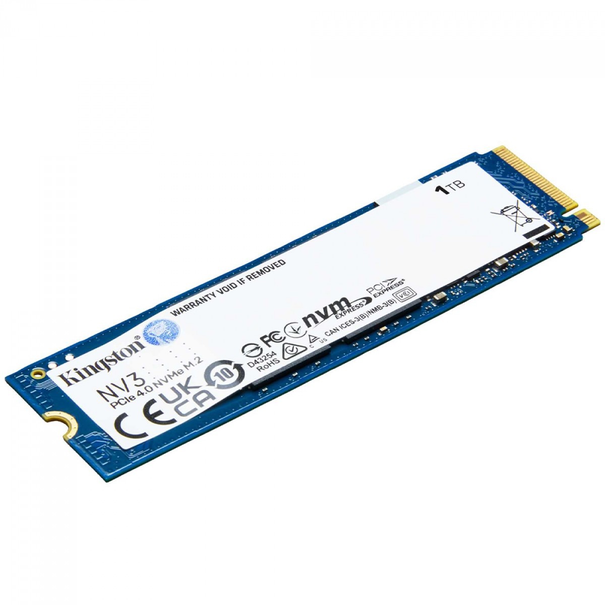 SSD M.2 NVMe 1TB Kingston NV3 PCIe 4.0 2280 Leitura 6000MB/s Gravação 4000MB/s
