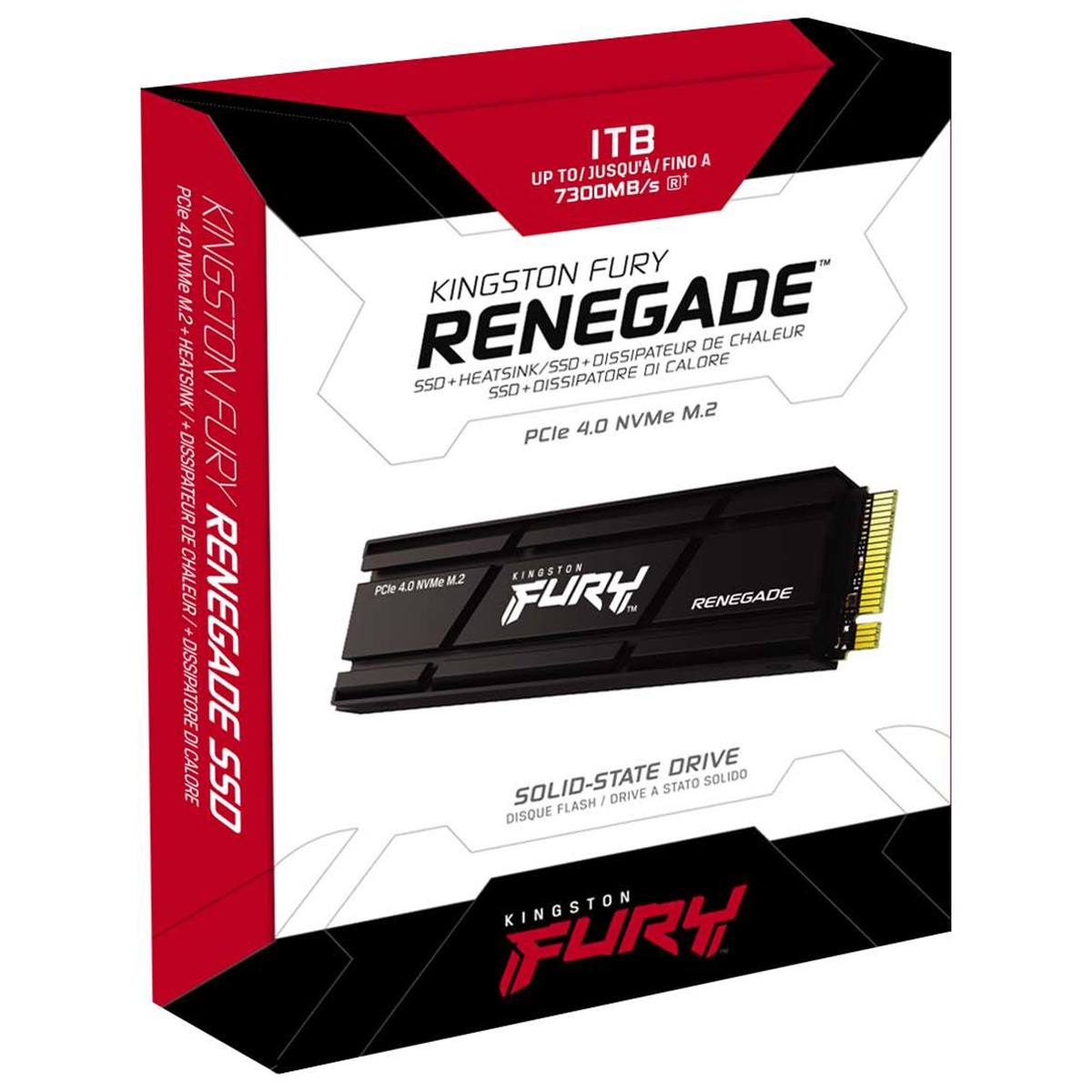 SSD M.2 NVMe 1TB Kingston Fury Renegade 2280 Leitura 7300MB/s Gravaçao 6000MB/s com Dissipador