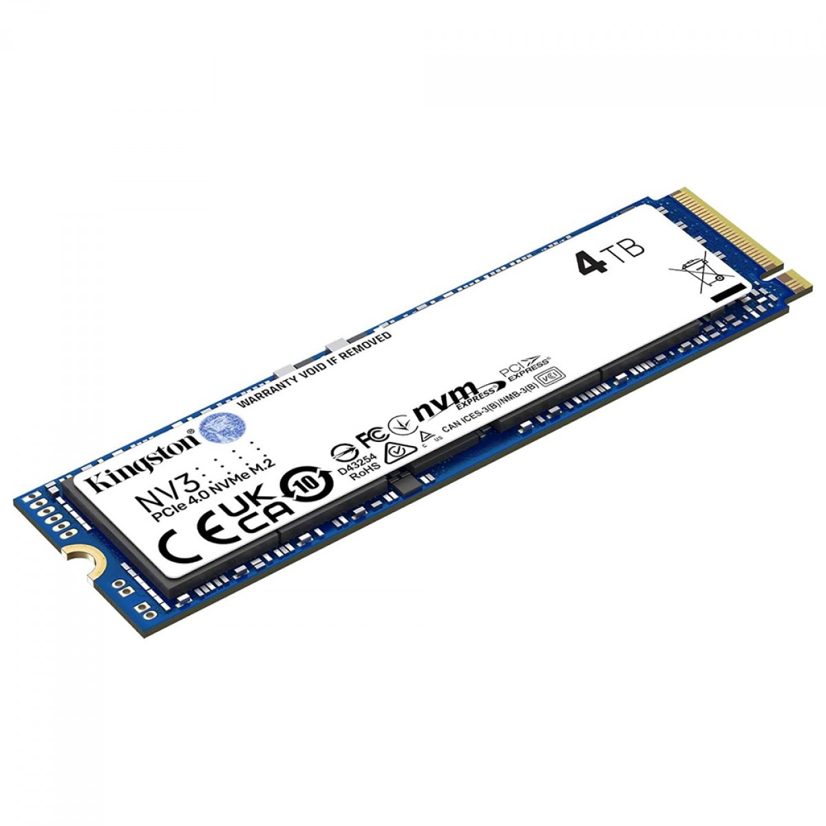 SSD M.2 NVMe 4TB Kingston NV3 PCIe 4.0 2280 Leitura 6000MB/s Gravação 5000MB/s